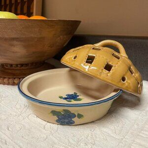 Vintage Blueberry Ceramic Casserole Dish - Great Condition